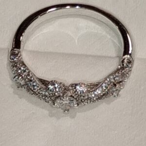 Vintage Sterling Silver Sparkling Gemstone Band Ring/Engagement Ring